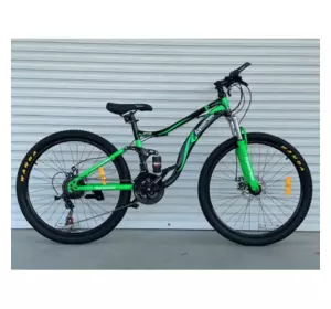 Велосипед гірський двопідвісний Toprider 910 26" рама 17 обладнання Shimano Салатовий Велосипед гірський двопідвісний Toprider 910 26" рама 17 обладнання Shimano Салатовий