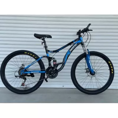 Велосипед гірський двопідвісний Toprider 910 26" рама 17 обладнання Shimano Синій