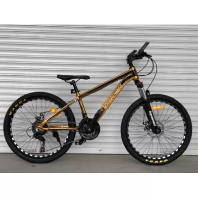 Велосипед гірський алюмінієвий Toprider 680 24" рама 14 обладнання Shimano Золотий Зріст 130-165см