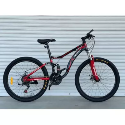 Велосипед гірський двопідвісний Toprider 910 26" рама 17 обладнання Shimano Червоний