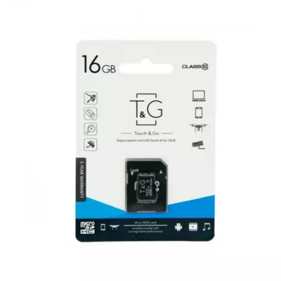 Карта пам'яті microSD 16 Гб T&G з адаптером UHS-I class 10