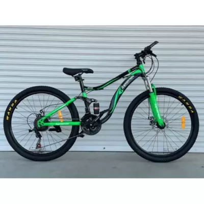 Велосипед гірський двопідвісний Toprider 910 26" рама 17 обладнання Shimano Салатовий
