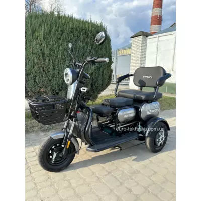 Електротрайк Електроскутер триколісний FADA OLDІ 1000W Сірий Фада олді